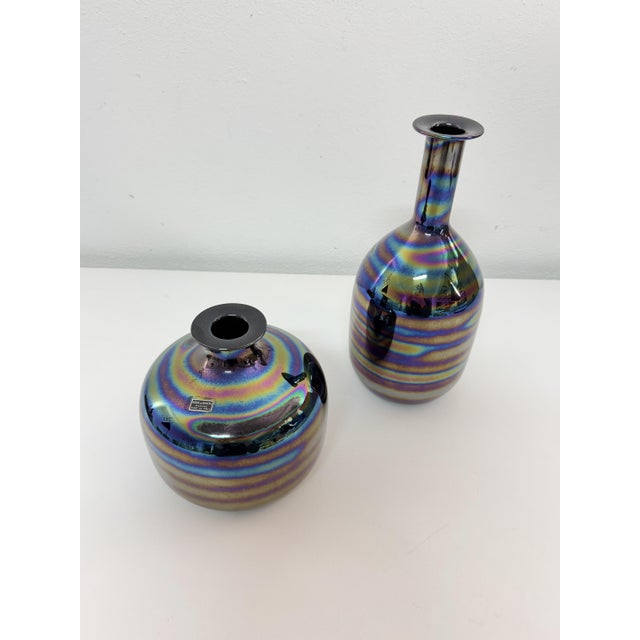 Iridescent Murano Glass Vases by Nason & Moretti, 1960, Set of 2 For Sale - Image 6 of 11