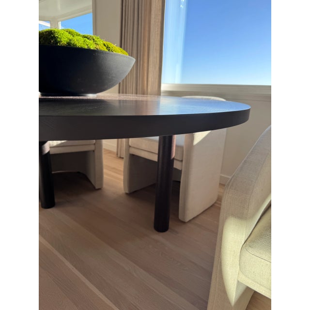 Modern Solid Oak Dining Table in Luxurious Dark Wood Tone For Sale - Image 12 of 14
