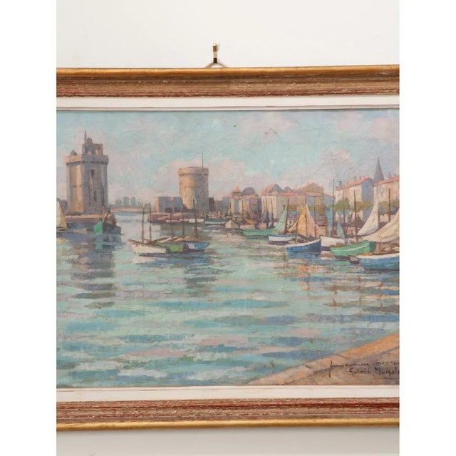 French Vintage Framed Seaside Oil Painting For Sale In Baton Rouge - Image 6 of 10