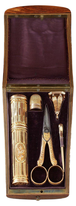 18th Century Gold Sewing Box with Wax Case