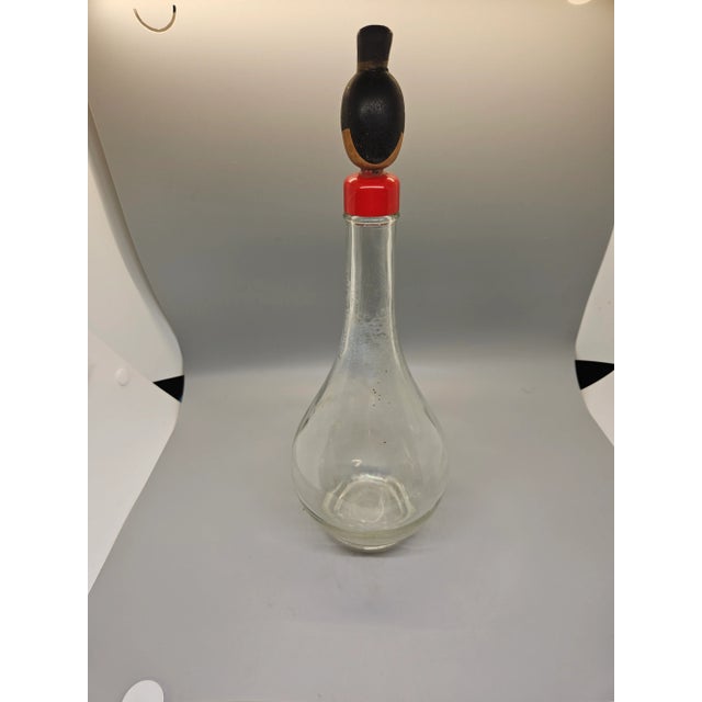 Vtg Liquor empty Bottle Tukyo Japan House Of Koshu Clear Glass W/Head Lid 12"