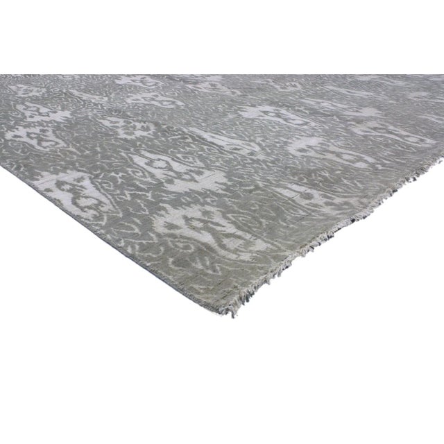 30285 Vintage Gray Ikat Transitional Area Rug, 08'00 x 10'03. This hand knotted wool gray Ikat transitional area rug is a...