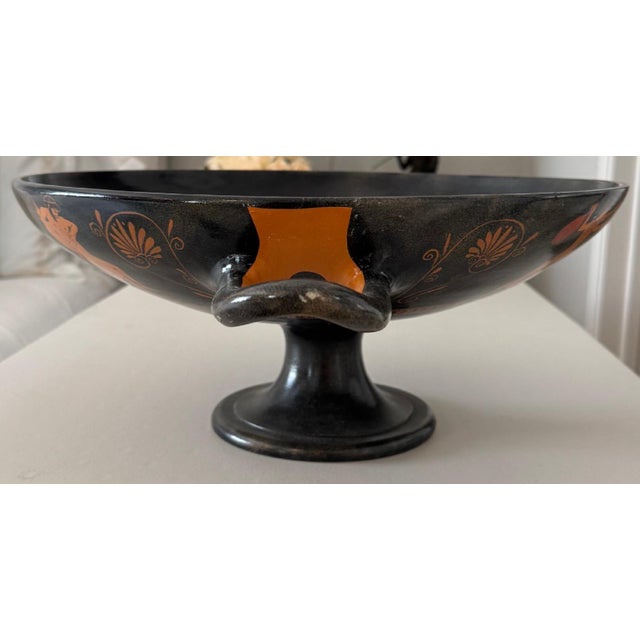 Large Classical Greek Red-Figure Style Footed Bowl With Mythological Scene, Hand-Painted For Sale - Image 4 of 12