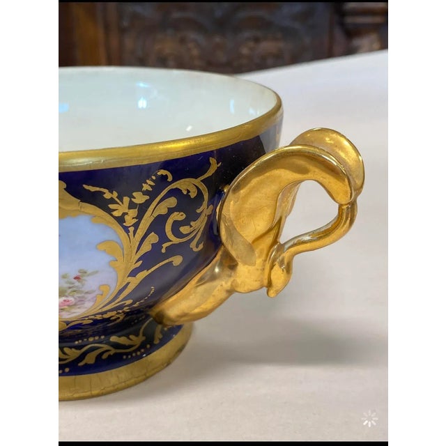 19th Century French Sevres Style Cobalt Porcelain Lidded "Courting" Dish For Sale In Boston - Image 6 of 12