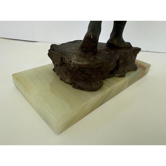 Metal Gabriele Parente “La Tamborella” Bronze Sculpture on Onyx Base, 1907 For Sale - Image 7 of 9