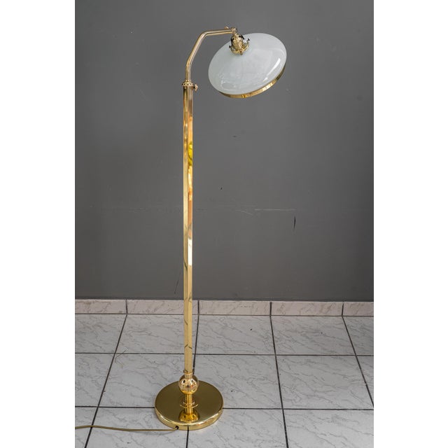 Height-Adjustable Swivel Floor Lamp with Opal Glass Shade, Vienna, Austria, 1920s For Sale - Image 3 of 18