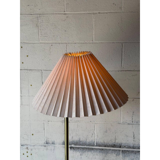 Brass Swing-Arm Floor Lamp With Pleated Shade Danish Mid-Century Modern 1960s For Sale In Los Angeles - Image 6 of 11