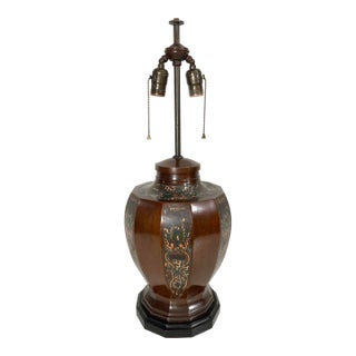 Early 19th Century Large Meiji Japan Bronze Champlevé Onagadori Urn Table Lamp For Sale