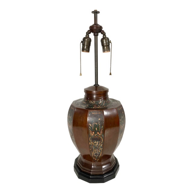 Early 19th Century Large Meiji Japan Bronze Champlevé Onagadori Urn Table Lamp For Sale