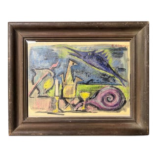 1950’s E. Romano "Still Life" Mixed Media Painting For Sale