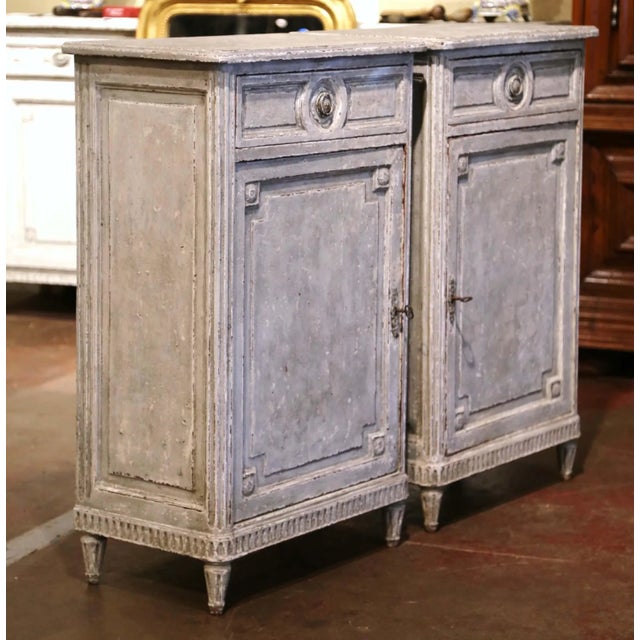 Pair of 19th Century French Louis XVI Painted Confiturier Cabinets For Sale - Image 11 of 13