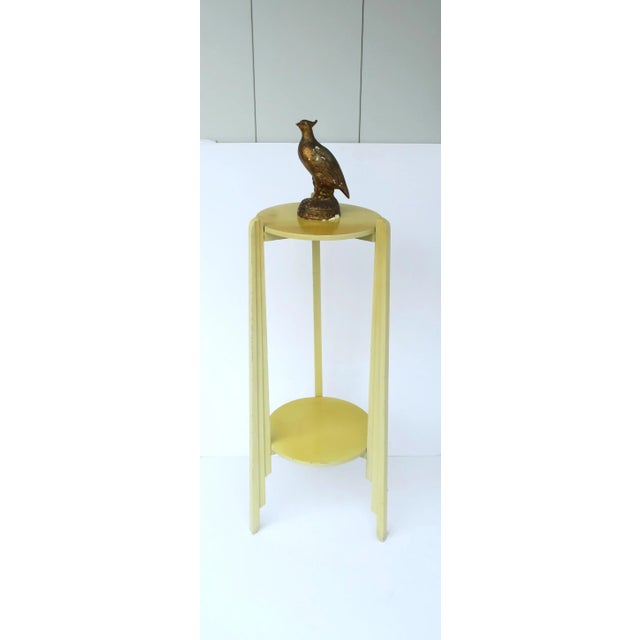 Art Deco Yellow Art Deco Column Pillar Pedestal Stand With Lower Shelf, 1 of 2 Available For Sale - Image 3 of 13