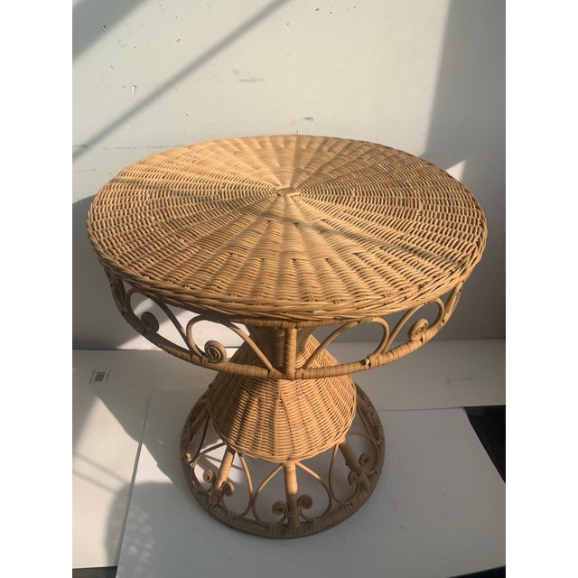 1980s Vintage Wicker Occasional Table Chairish