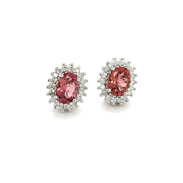 Natural Tourmaline Diamond Earrings 14k Gold 1.94 TCW Certified For Sale In New York - Image 6 of 12