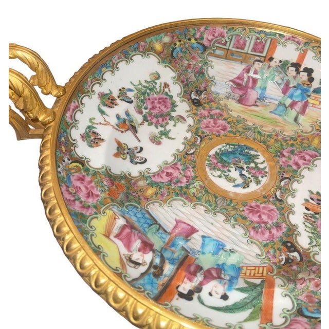 Late 19th C. French Gilt Bronze Mounted Chinese Famille Rose Centerpiece Tazza For Sale In Los Angeles - Image 6 of 9