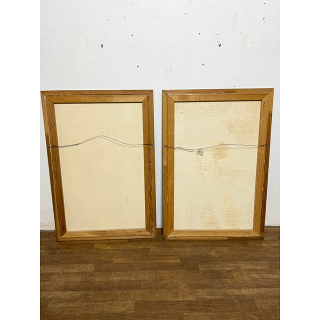 D. 1987 J. Collazzi Postmodern Deco Style Adam and Eve Diptych Paintings For Sale - Image 10 of 10