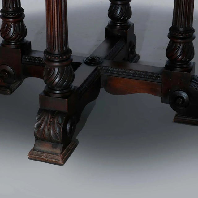 Traditional Vintage Berkey & Gay School Carved Walnut Grape and Vine Center Table For Sale - Image 3 of 9