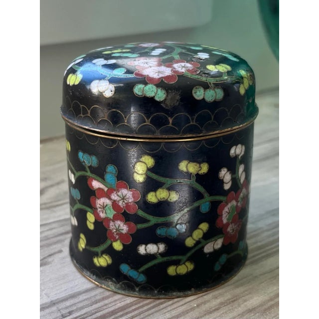 A truly beautiful piece of Chinese history. from the early 1900s. This cylindrical, cloisonne enamel, box was most likely...