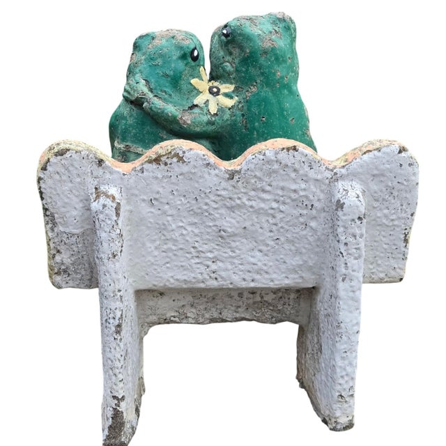 Folk Art Anthropomorphic Frogs Bench Cement Sculpture Vintage Yard Art Statue Concrete For Sale - Image 3 of 18