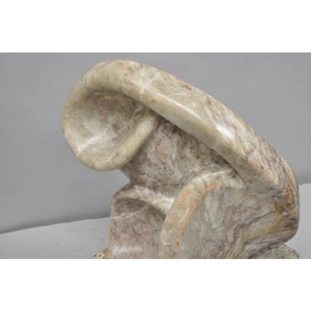 Vintage Seymour Shuren Modernist Pink Carved Marble Abstract Figure Sculpture For Sale - Image 4 of 18