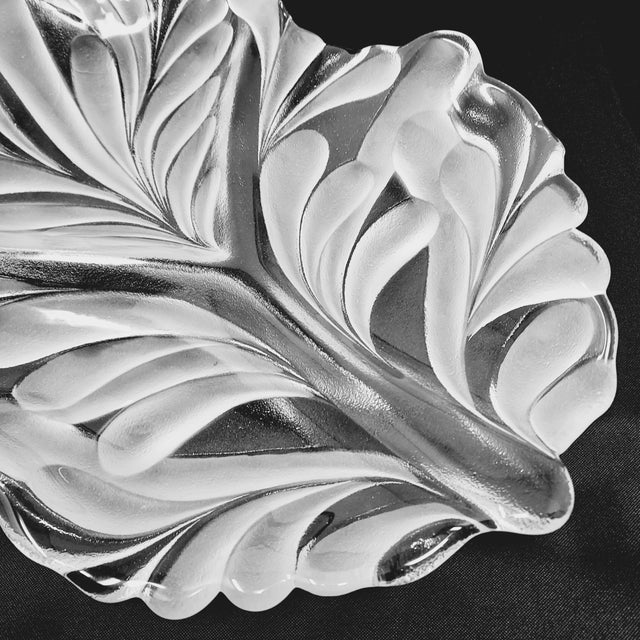 Bohemian Glass Platter Walther-Glas Germany 1970s Acanthus Leaf MCM Collectible 16" X 12" For Sale - Image 4 of 9