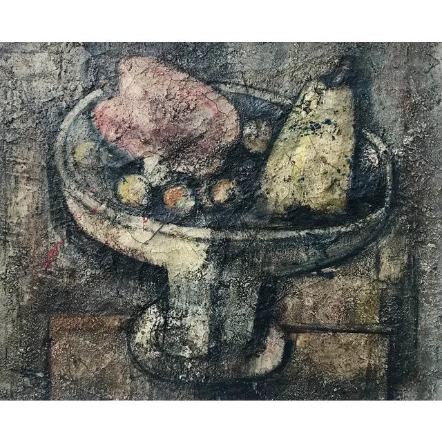 Vintage Oil Painting Cubist Still Life Manner of Georges Braque For Sale - Image 4 of 7
