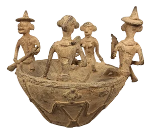 African Bronze Boat Sculpture, Early 1900s