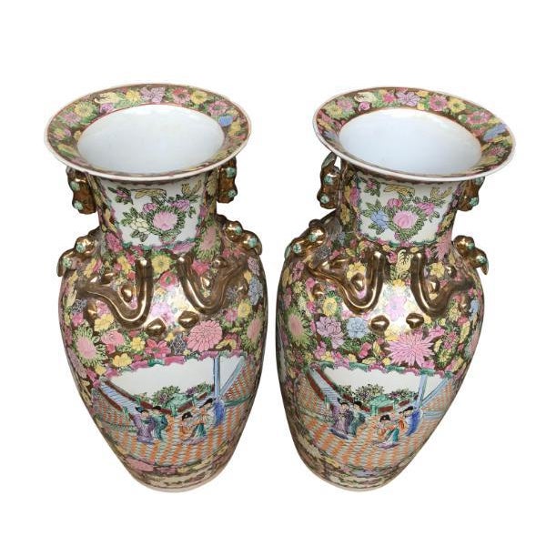 Large China Vases, 20th Century, Set of 2 For Sale - Image 4 of 10