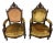 Late 19th Century French Antique Victorian Parlor Armchair With Gold Upholstery - Set of 2 For Sale