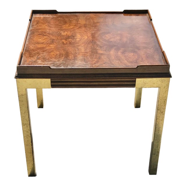 Vintage Drexel Heritage Connoisseur Burl Wood and Brass Leg Side Table