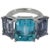 Christina Addison 18kt White Gold Three Stone Emerald Cut Ring with Blue Topaz and Iolite This Bold 18kt White Gold...