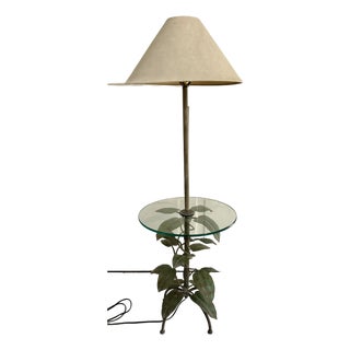 1970s Frederick Cooper Sculptural Tôle Vine Floor Lamp With Glass Table For Sale