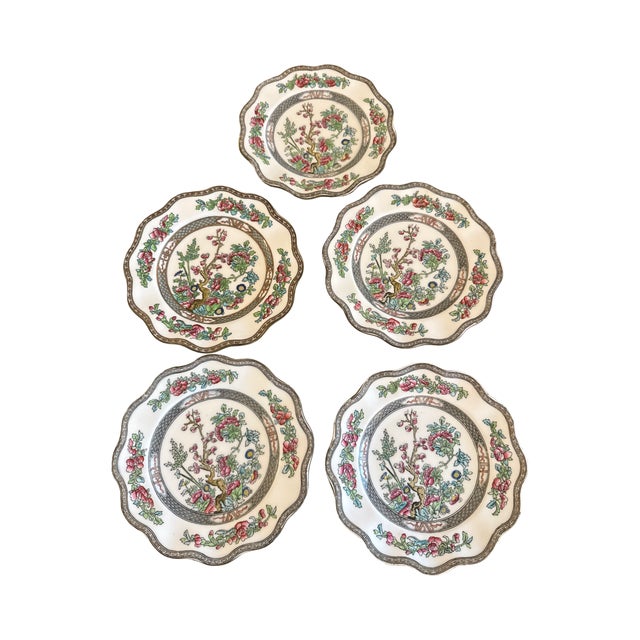 Set of Five Antique English Coalport Indian Tree Scalloped Luncheon Plates, Circa 1891–1919 For Sale - Image 9 of 10