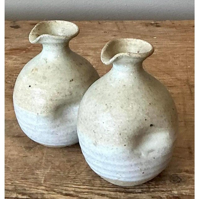 Ceramic Vintage Boho Studio Pottery Vases - A Pair For Sale - Image 7 of 9