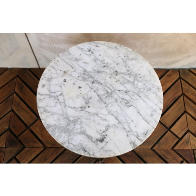 White Vintage Marble Top and Tripod Wire Base Side Table, 1960s For Sale - Image 8 of 18