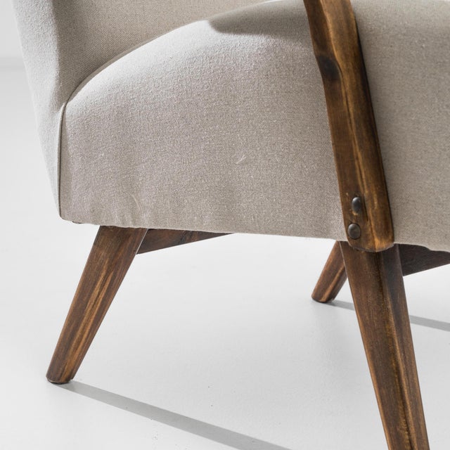 Jindrich Halabala 1960s Czech Upholstered Armchairs by J. Halabala, a Pair For Sale - Image 4 of 5