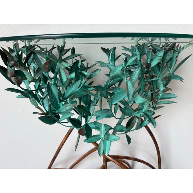 Vintage Lee & Sharon Jones “Mangrove” Sculptural Copper and Glass Console Table/ Sold For Sale - Image 4 of 12