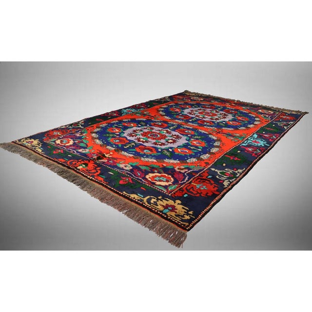 Vintage Hand Knotted Roses Rug, 1920s For Sale - Image 12 of 14