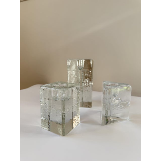 Arkipelago Ice Glass Candleholders by Timo Sarpaneva for Iittala, Finland, 1980s, Set of 3 For Sale - Image 15 of 15