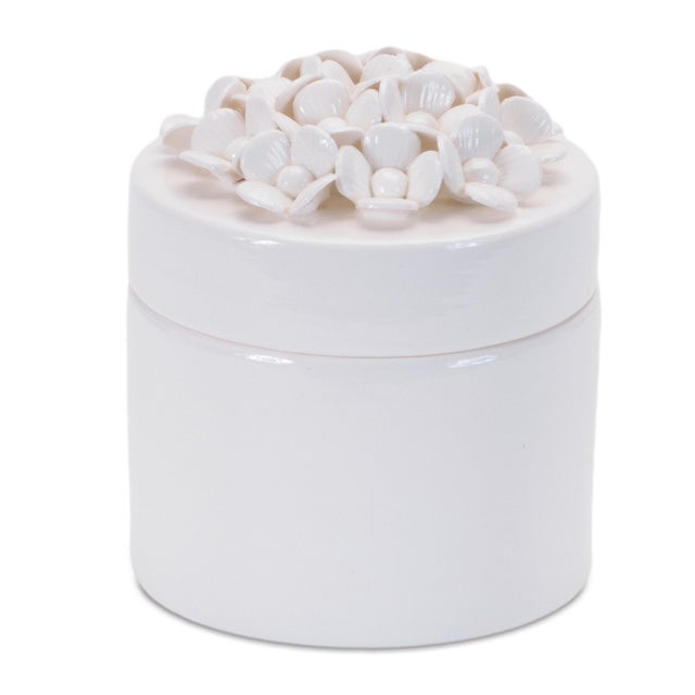 Traditional Stoneware Box with Floral Lid Accent (Set of 3) For Sale - Image 3 of 9
