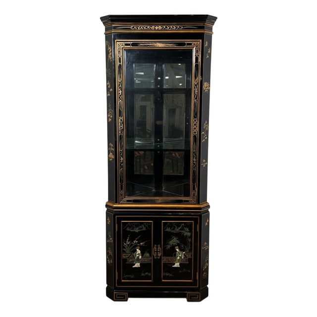 Vintage Lacquered Corner Cabinet For Sale