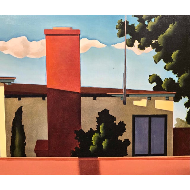 Sky Blue R. Kenton Nelson—Pasadena Light on the House Beyond the Wall—Architectural Oil Painting For Sale - Image 8 of 14