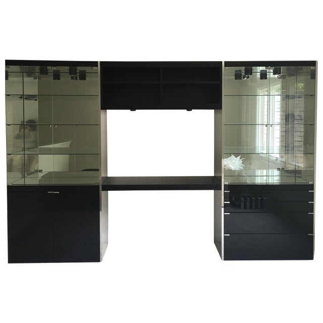 Ello Black Glass Curio Desk Chairish