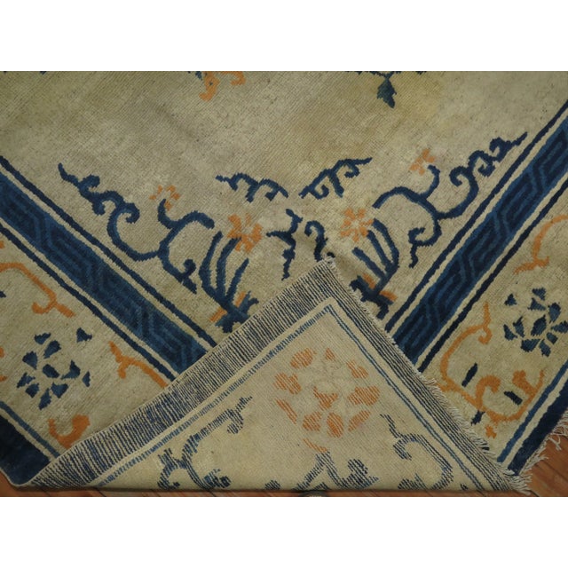 Textile Early 20th Century Orange Pop Chinese Rug , 9'1'' X 11'6'' For Sale - Image 7 of 11