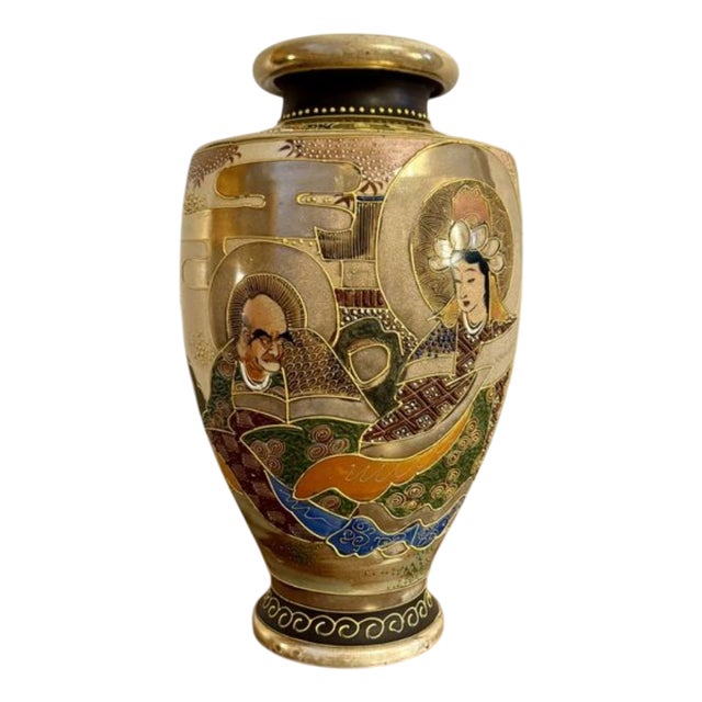 Large Antique Japanese Satsuma Vase, 1900 For Sale