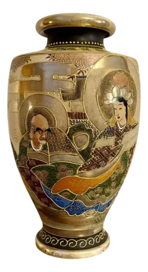 Large Antique Japanese Satsuma Vase, 1900