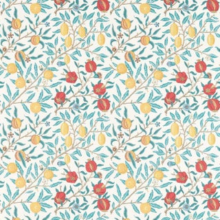 Morris & Co Fruit Fabric in Green Indigo/Madder For Sale