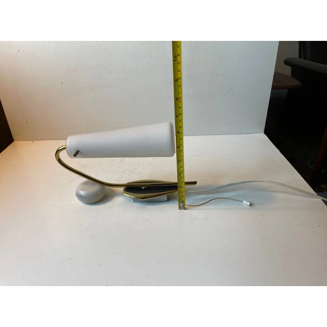 Metal Scandinavian Wall Sconce in Brass and White Glass, 1950s For Sale - Image 7 of 9