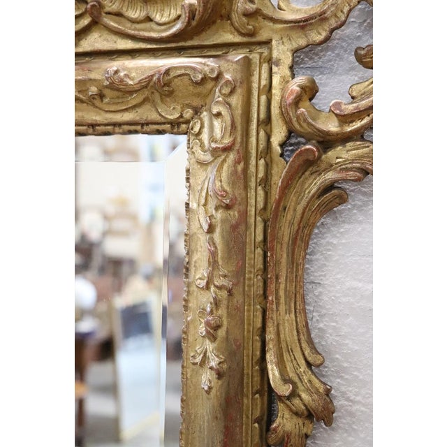 Gold Carved and Gilded Wood Wall Mirror, Early 20th Century For Sale - Image 8 of 14