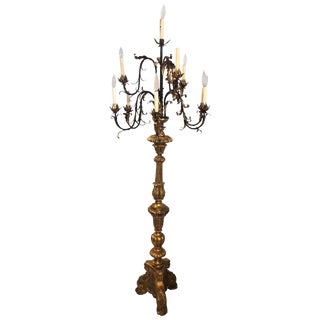 Italian Ten-Light Giltwood and Iron Torchiere For Sale